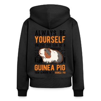 Meerschweinchen Geschenk Guinea Pig - Frauen Premium Bio Zip Hoodie - Schwarz - Hinten - Julia (174cm)