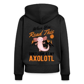 Axolotl Queue Cadeau Amphibien Axolotl - Sweat à capuche zippé Premium bio Femme - noir - Dos - Julia (174cm)