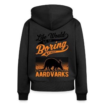 Aardvark Cadeau Aardvark - Sweat à capuche zippé Premium bio Femme - noir - Dos - Julia (174cm)