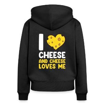 Drôle d’amateur de fromage Humour Fromage - Sweat à capuche zippé Premium bio Femme - noir - Dos - Julia (174cm)