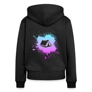 Camp - Women's Premium Organic Zip Hoodie - black - Back - Julia (174cm)