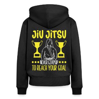 Jiu Jitsu N’abandonnez jamais les arts martiaux Jujutsu MMA - Sweat à capuche zippé Premium bio Femme - noir - Dos - Julia (174cm)
