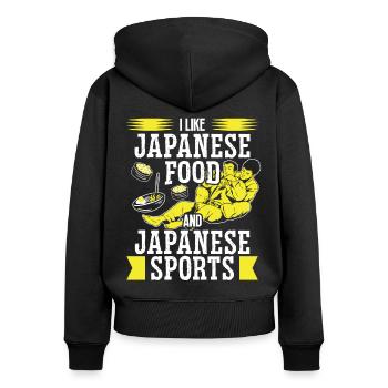 Jiu Jitsu Japanese Food & Japanese Sports Jujutsu - Frauen Premium Bio Zip Hoodie - Schwarz - Hinten - Julia (174cm)