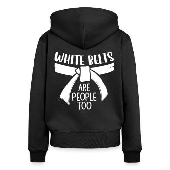 Jiu Jitsu White Belts Are People Too Jujutsu MMA - Frauen Premium Bio Zip Hoodie - Schwarz - Hinten - Julia (174cm)