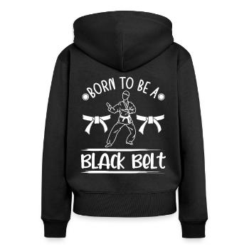 Jiu jitsu né pour être une ceinture noire Jujutsu MMA - Sweat à capuche zippé Premium bio Femme - noir - Dos - Julia (174cm)