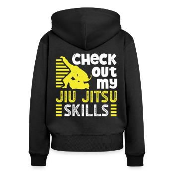Jujutsu Découvrez mes compétences de Jiu Jitsu Arts Martiaux - Sweat à capuche zippé Premium bio Femme - noir - Dos - Julia (174cm)