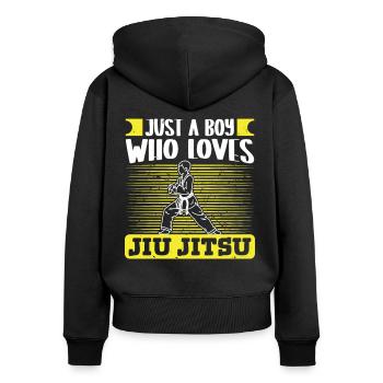 Jujutsu Just Boy qui aime les arts martiaux Jiu Jitsu - Sweat à capuche zippé Premium bio Femme - noir - Dos - Julia (174cm)