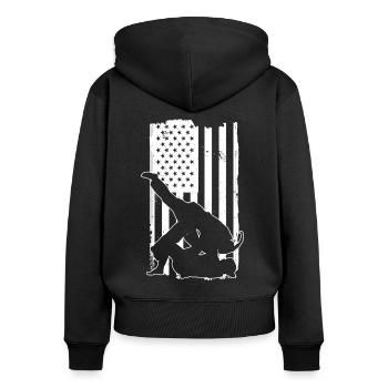 Jujutsu USA Flag Jiu Jitsu Arts Martiaux MMA - Sweat à capuche zippé Premium bio Femme - noir - Dos - Julia (174cm)