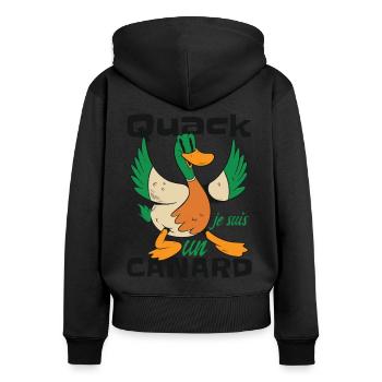 Je Suis Un Canard - Sweat à capuche zippé Premium bio Femme - noir - Dos - Julia (174cm)