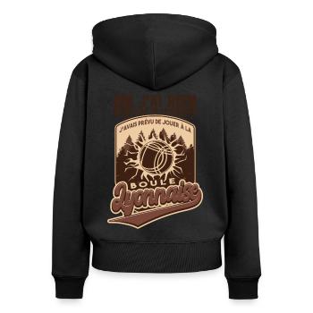Retraite Boule Lyonnaise - Sweat à capuche zippé Premium bio Femme - noir - Dos - Julia (174cm)