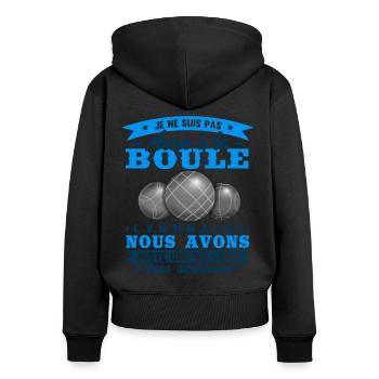 Boule Lyonnaise Drôle - Sweat à capuche zippé Premium bio Femme - noir - Dos - Julia (174cm)