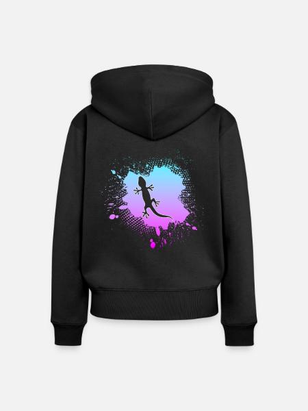 Eidechse - Frauen Premium Bio Zip Hoodie - Schwarz