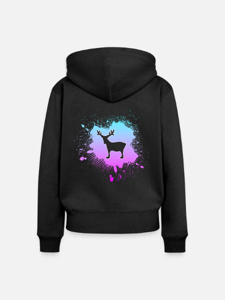 Elch - Frauen Premium Bio Zip Hoodie - Schwarz