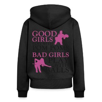 Billiards Pool Player Ball Girl - Women's Premium Organic Zip Hoodie - black - Back - Julia (174cm)