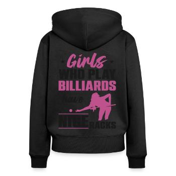 Billiards Pool Player Ball Girl - Women's Premium Organic Zip Hoodie - black - Back - Julia (174cm)