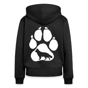Schäferhunde Pfote Weisser Schäferhund - Frauen Premium Bio Zip Hoodie - Schwarz - Hinten - Julia (174cm)