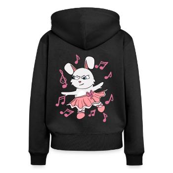 Prima Ballerina Hase I Ballett Fun I Tänzer | Kan - Frauen Premium Bio Zip Hoodie - Schwarz - Hinten - Julia (174cm)