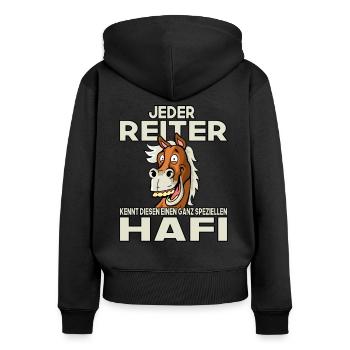 Haflinger Pferdemädchen - Westernreiten - Reiter - Frauen Premium Bio Zip Hoodie - Schwarz - Hinten - Julia (174cm)