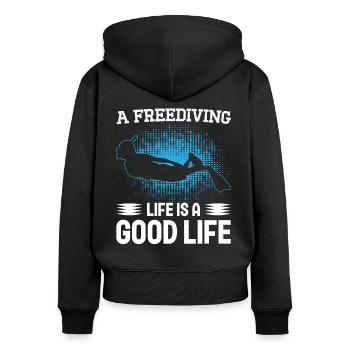 Freediving Life Good Life Apnea Diving Diver - Frauen Premium Bio Zip Hoodie - Schwarz - Hinten - Julia (174cm)