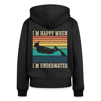 Freediving Happy When Im Underwater Apnea Diving - Frauen Premium Bio Zip Hoodie - Schwarz - Hinten - Julia (174cm)