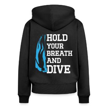 Freediving Hold Your Breath & Dive Apnea Diving - Frauen Premium Bio Zip Hoodie - Schwarz - Hinten - Julia (174cm)
