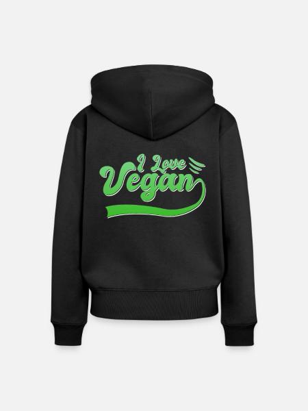 Vegan - Frauen Premium Bio Zip Hoodie - Schwarz