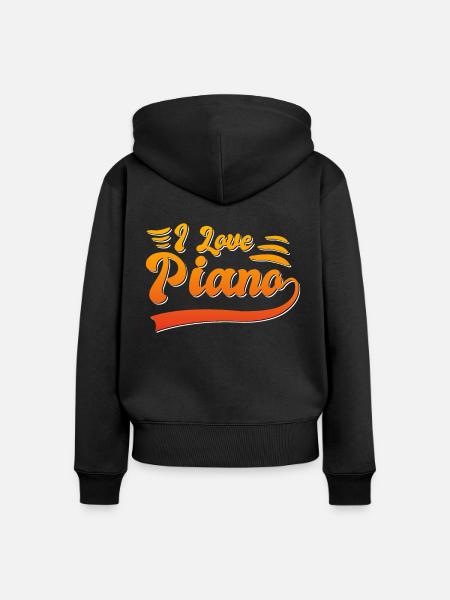 Ich liebe Klavier - Frauen Premium Bio Zip Hoodie - Schwarz