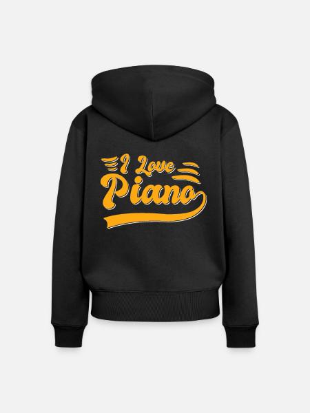 Ich liebe Klavier - Frauen Premium Bio Zip Hoodie - Schwarz