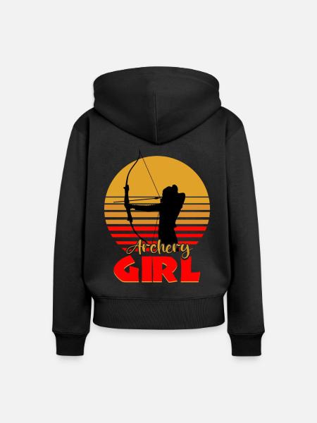 Bogenschützin Bogenschiessen - Frauen Premium Bio Zip Hoodie - Schwarz
