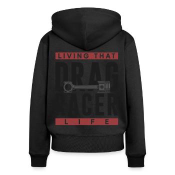 Voiture de course de dragster vivant que - Sweat à capuche zippé Premium bio Femme - noir - Dos - Julia (174cm)