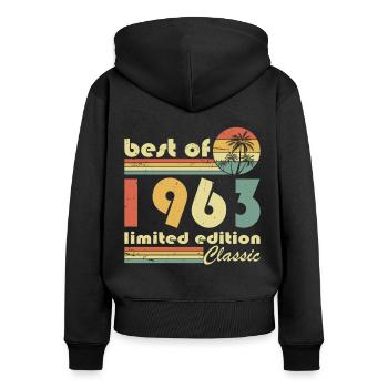 60. Geburtstag Jahrgang 1963 Best of 1963 - Frauen Premium Bio Zip Hoodie - Schwarz - Hinten - Julia (174cm)