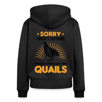Warning quail quail breeding quail breeder - Women's Premium Organic Zip Hoodie - black - Back - Julia (174cm)