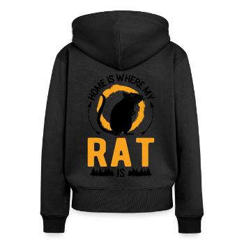 La maison est l’endroit où sont mes rats - Sweat à capuche zippé Premium bio Femme - noir - Dos - Julia (174cm)