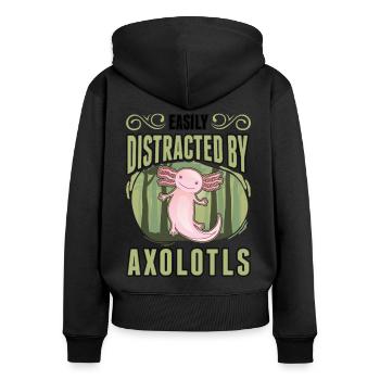 Facilement distrait par l’amphibien à queue d’Axolotl - Sweat à capuche zippé Premium bio Femme - noir - Dos - Julia (174cm)