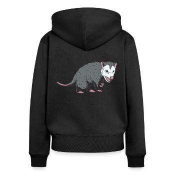 Opossum Geschenk Possum Beutelratte - Frauen Premium Bio Zip Hoodie - Schwarz - Hinten - Julia (174cm)