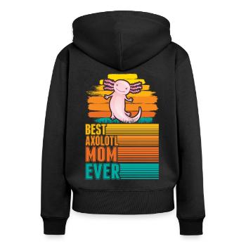 Best Axolotl Mom Ever Axolotl Mama - Frauen Premium Bio Zip Hoodie - Schwarz - Hinten - Julia (174cm)