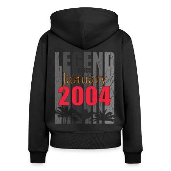 Baujahr 2004 Januar geboren Geschenkidee - Frauen Premium Bio Zip Hoodie - Schwarz - Hinten - Julia (174cm)