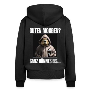 Guten Morgen Ganz Dünnes Eis - Frauen Premium Bio Zip Hoodie - Schwarz - Hinten - Julia (174cm)
