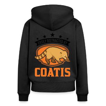 Facilement distrait par Coatis coati - Sweat à capuche zippé Premium bio Femme - noir - Dos - Julia (174cm)