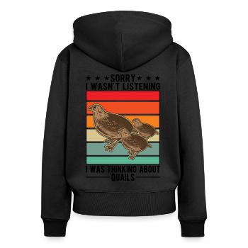 Warning quail quail breeding quail breeder - Women's Premium Organic Zip Hoodie - black - Back - Julia (174cm)