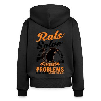 Rat Gift Rat domestique Rat Propriétaire - Sweat à capuche zippé Premium bio Femme - noir - Dos - Julia (174cm)