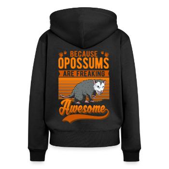 Parce que les opossums sont géniaux - Sweat à capuche zippé Premium bio Femme - noir - Dos - Julia (174cm)