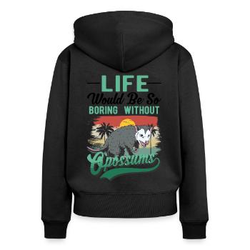 Opossum Geschenk Beutelratte Possum - Frauen Premium Bio Zip Hoodie - Schwarz - Hinten - Julia (174cm)