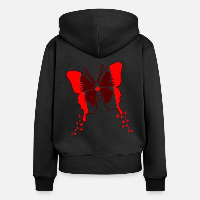 Drapeau du Canada - Sweat à capuche zippé Premium bio Femme - noir