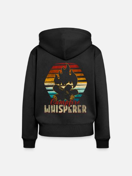 Camping Lagerfeuer - Frauen Premium Bio Zip Hoodie - Schwarz