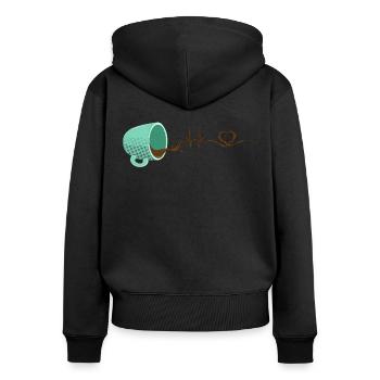 Herzschlag Kaffe EKG - Frauen Premium Bio Zip Hoodie - Schwarz - Hinten - Julia (174cm)