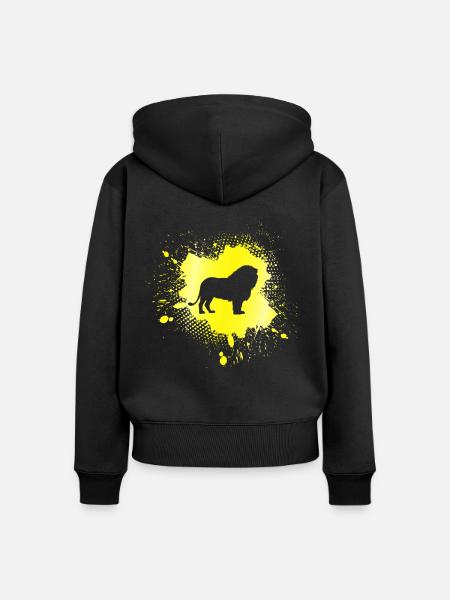 Löwe - Frauen Premium Bio Zip Hoodie - Schwarz