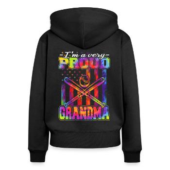 Baseball - Baseballspieler - Frauen Premium Bio Zip Hoodie - Schwarz - Hinten - Julia (174cm)