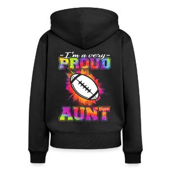 Joueurs de football - Football américain - Sweat à capuche zippé Premium bio Femme - noir - Dos - Julia (174cm)