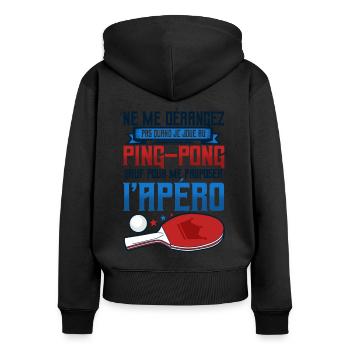Joueurs de ping-pong - Sweat à capuche zippé Premium bio Femme - noir - Dos - Julia (174cm)
